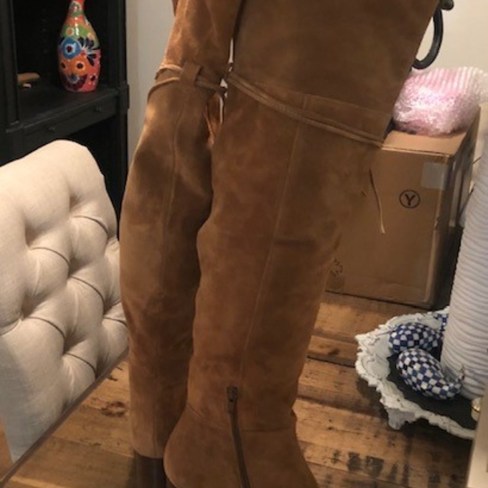 NEW $298 FREE PEOPLE CHESTNUT ECHO PLATFORM OVER-THE-KNEE BOOTS SIZE 39.5 / 9.5 - Picture 10 of 13